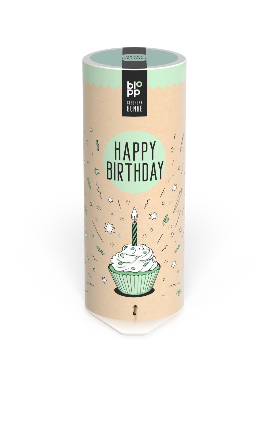 blopp Geschenkbombe Happy Birthday Mint