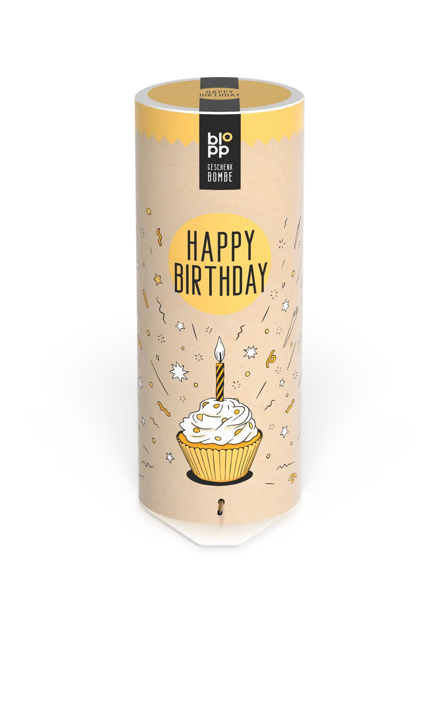 blopp Geschenkbombe Happy Birthday Orange